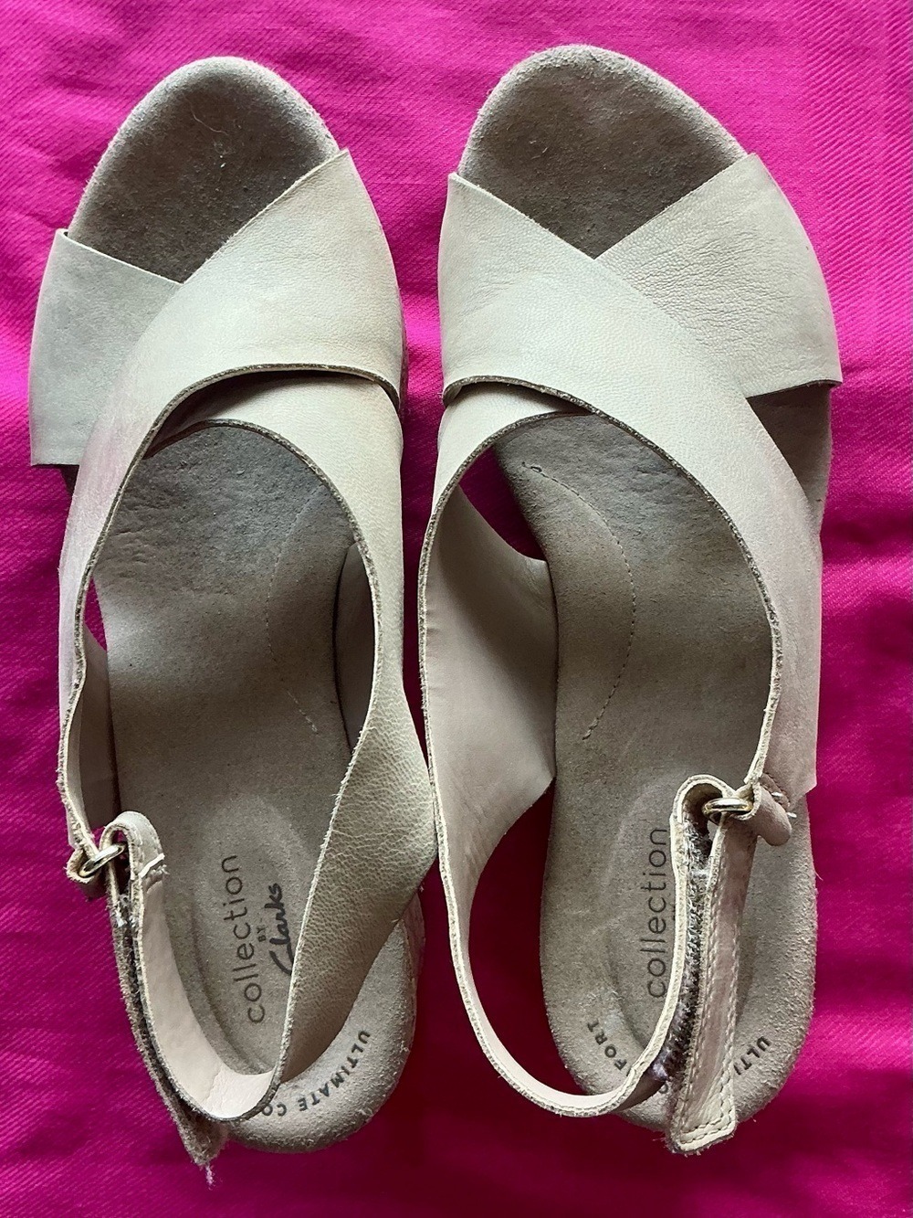 Clarks Beige Cork Wedge Sandal - Picture 2 of 10